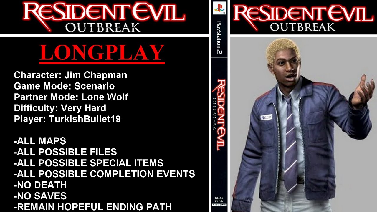 Resident Evil Outbreak (PlayStation 2) - (Longplay - Jim Chapman | Very Hard / Lone Wolf)
