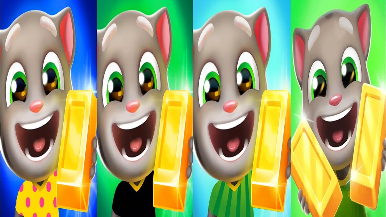 Talking Tom Gold Run Candyland vs Venice Canals vs Lost City vs Flying Android Gameplay
