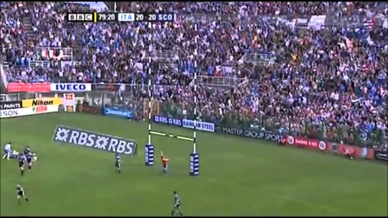 Andrea Marcato winning drop goal vs Scotland 2008