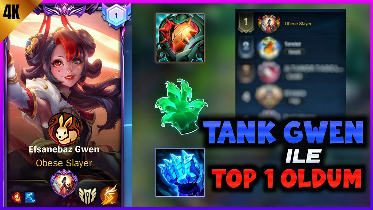 Canım Gwenimi Tank Buildim ile Top 1 Yaptım 😍🩷 | WildRift Top 1 Gwen Top Lane GamePlay S14