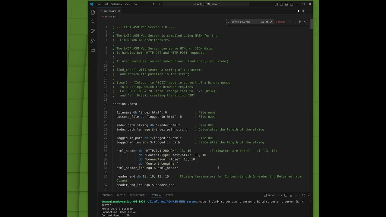 Build a Localhost ASM Web Server - Linux x86 64 01