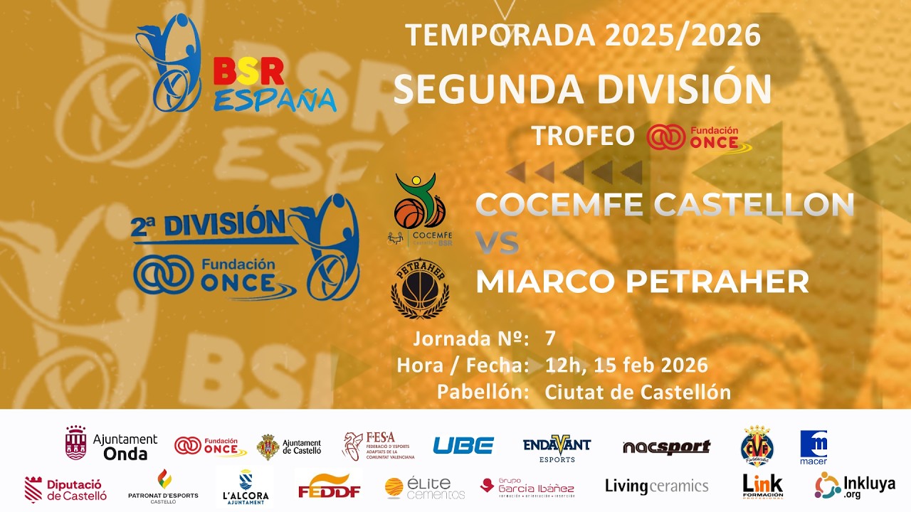 EN VIVO | COCEMFE CASTELLÓN vs MIARCO PETRAHER | Jornada 7 - 2ª División BSR España 🏀