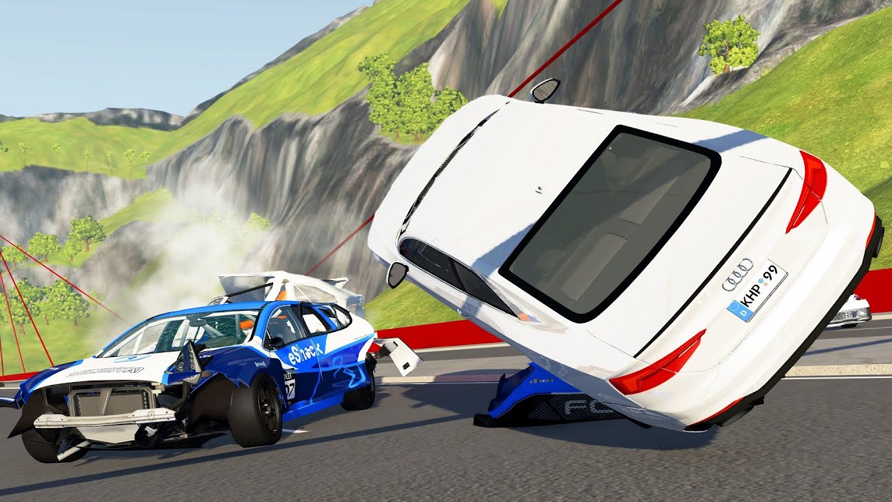 Rollover Car Crashes on the Bridge #3 - BeamNG DRIVE Crashes | DestructionNation