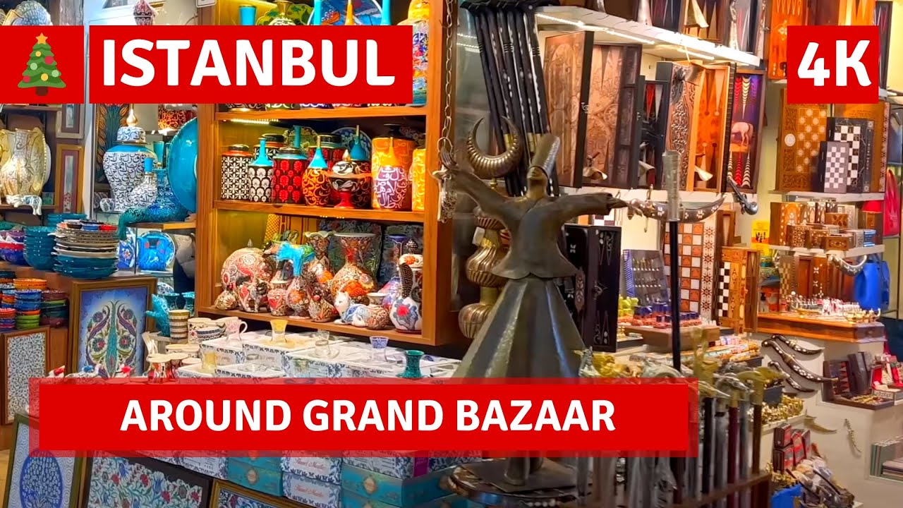 Around Grand Bazaar 🎄Istanbul 2022 December Walking Tour|4k UHD 60fps