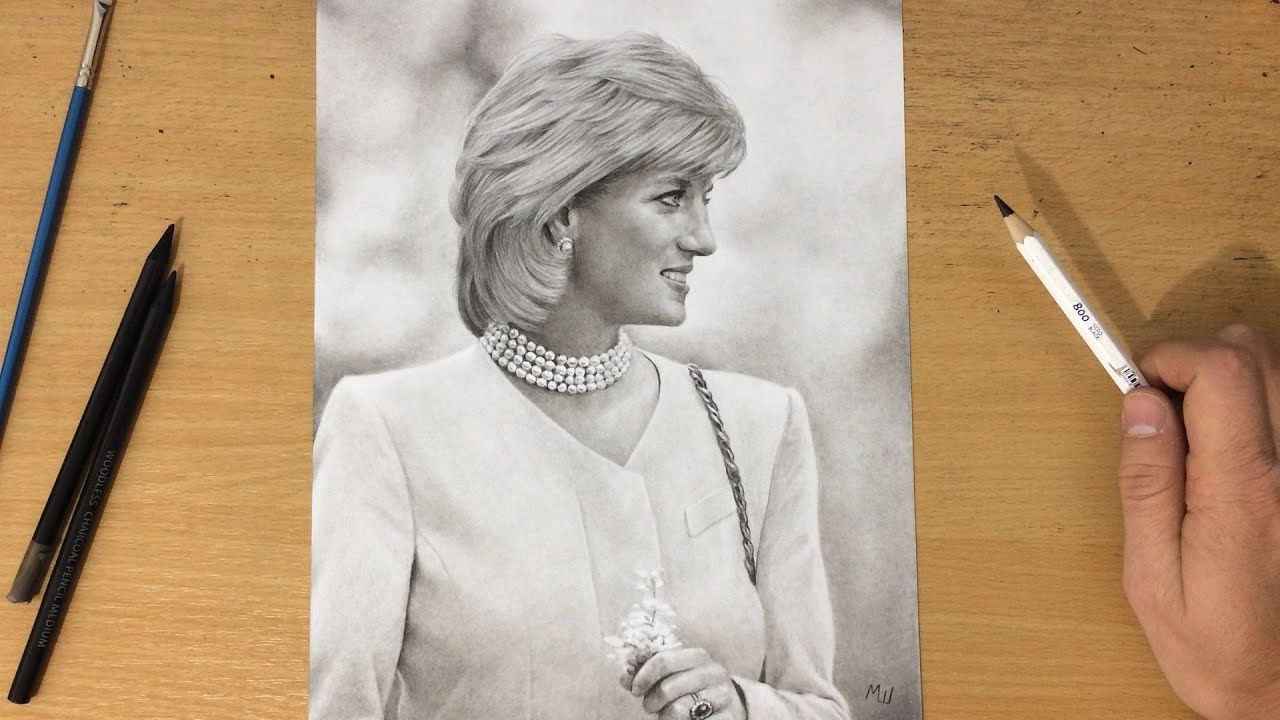 Princess Diana - Pencil Portrait Time Lapse