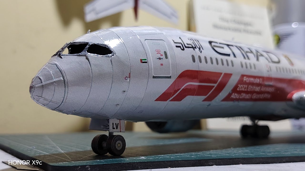Boeing 787-9 | Ливрея Eithad Airways F1 (2021) | Бумажная модель Hermercraft