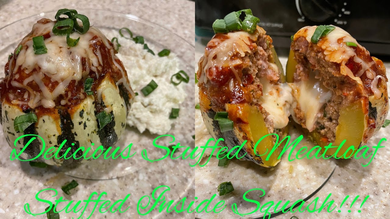 Cheese And Chard Stuffed Meatloaf Stuffed Inside Patty Pan And Delicata Squash