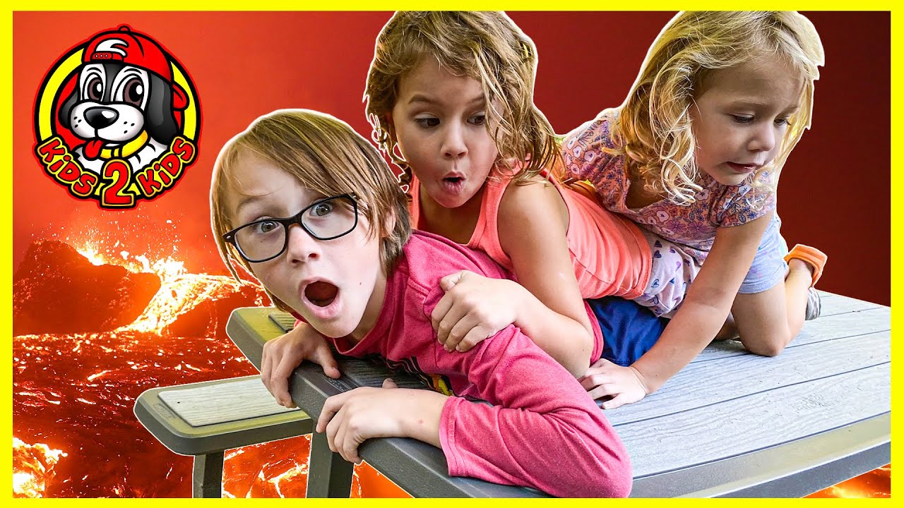 FLOOR IS LAVA Kids Challenge🌋 TABLES & CHAIRS Backyard Obstacle Course - INSIDE to OUTSIDE Our House