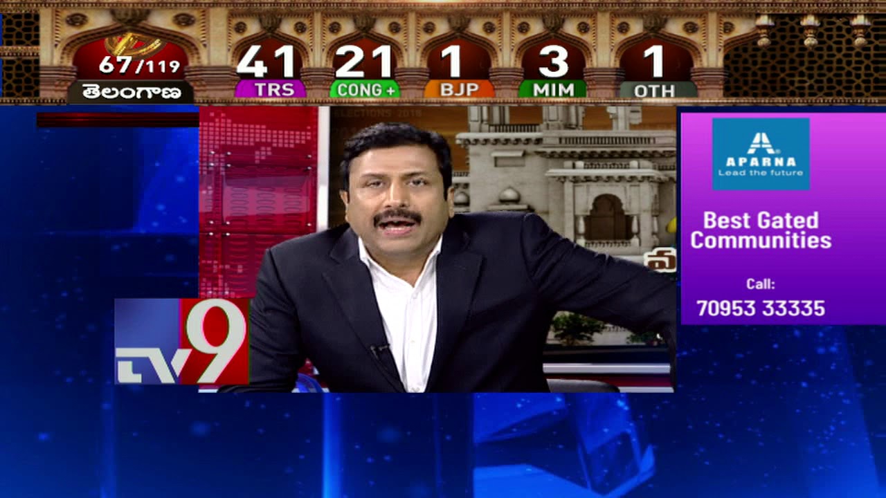 TRS leads, Congress trails behind - Telangana Election Results 2018 - TV9