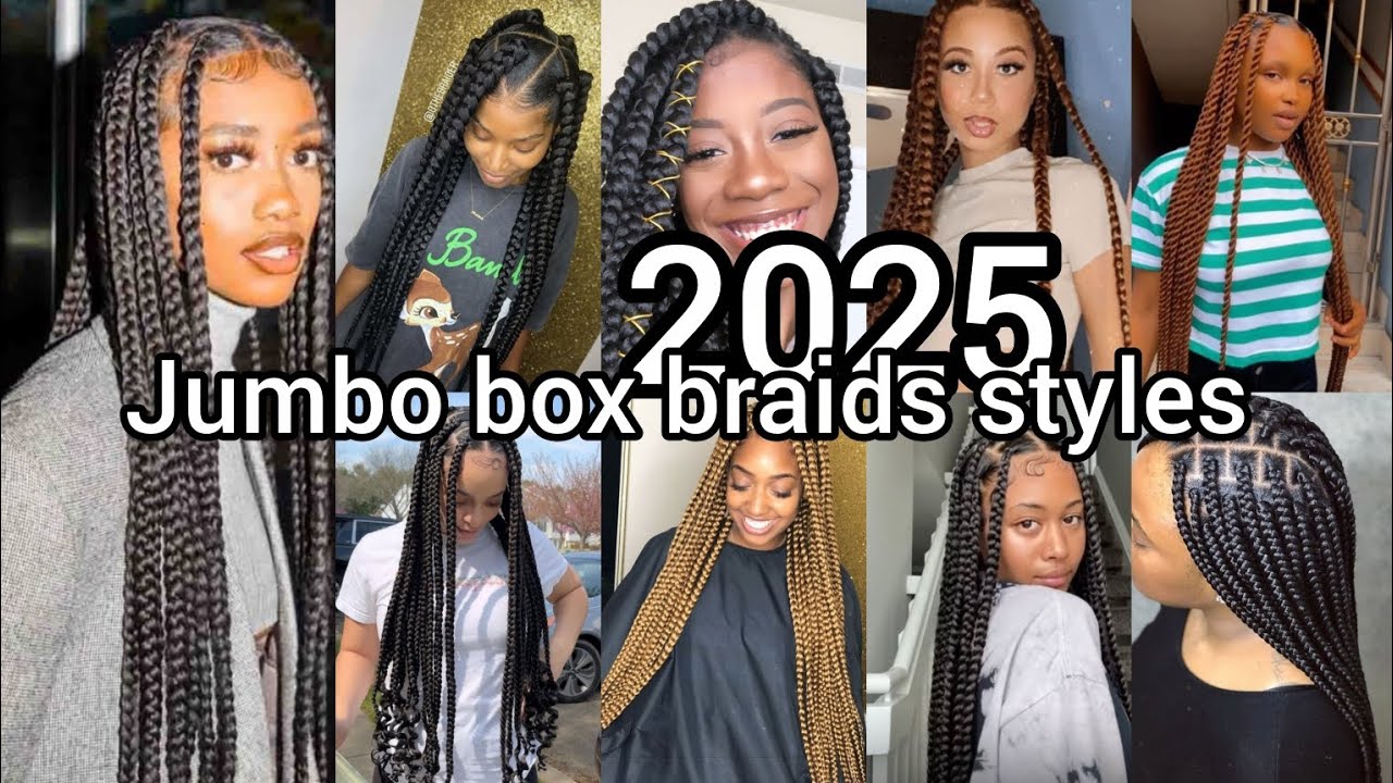 Jumbo box braids hairstyles for black women | Jumbo braids styles 2025 | Jumbo cornrows
