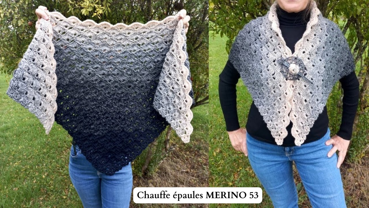 Un châle ou chauffe épaules FACILE  à crocheter 🧶avec des nuances - TOUTE TAILLE