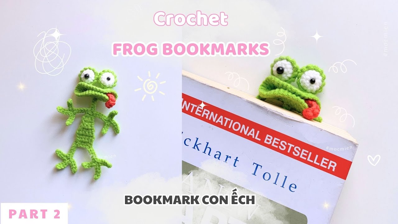How to crochet frog bookmarks 🐸 Step by step | Hướng dẫn móc bookmark con ếch đáng yêu | Moc Mien