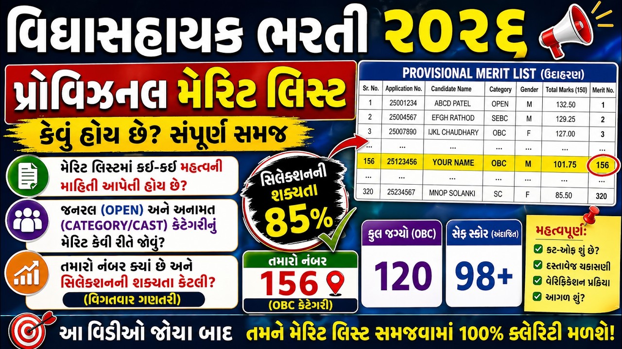 વિદ્યાસહાયક ભરતી 2026 | પ્રોવિઝનલ મેરિટ લિસ્ટ શું છે? | તમારો નંબર & સિલેક્શન ચાન્સ કેવી રીતે જાણવો?