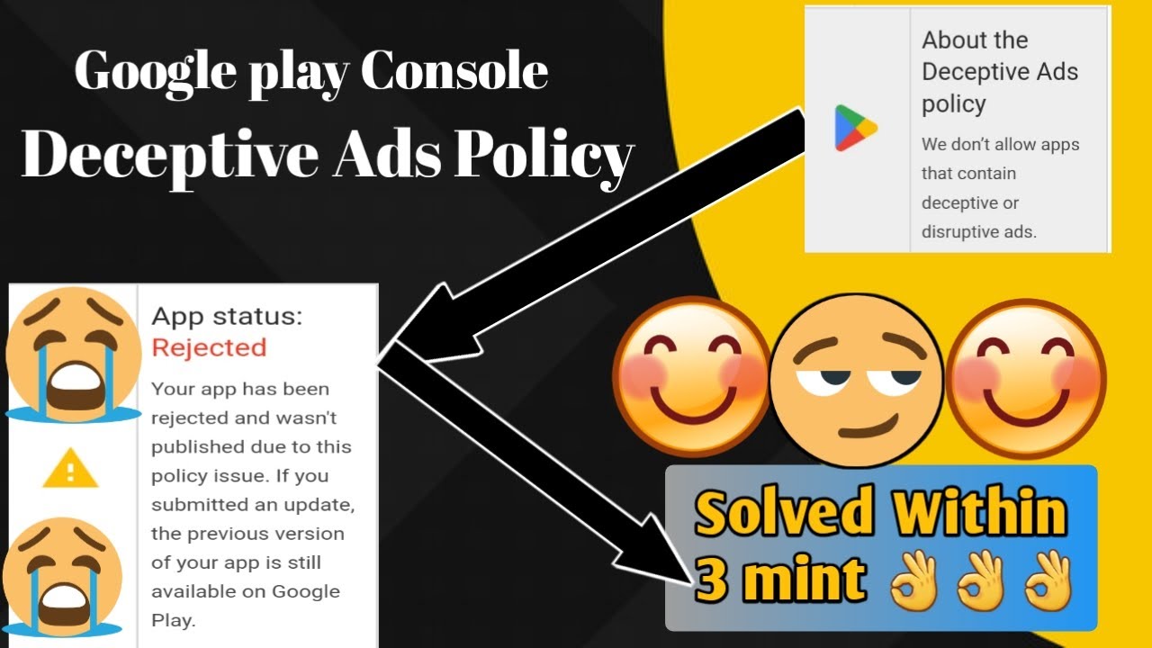 Deceptive Ads Policy Violation | play console ads policy voilate  | Deceptive policy app reject