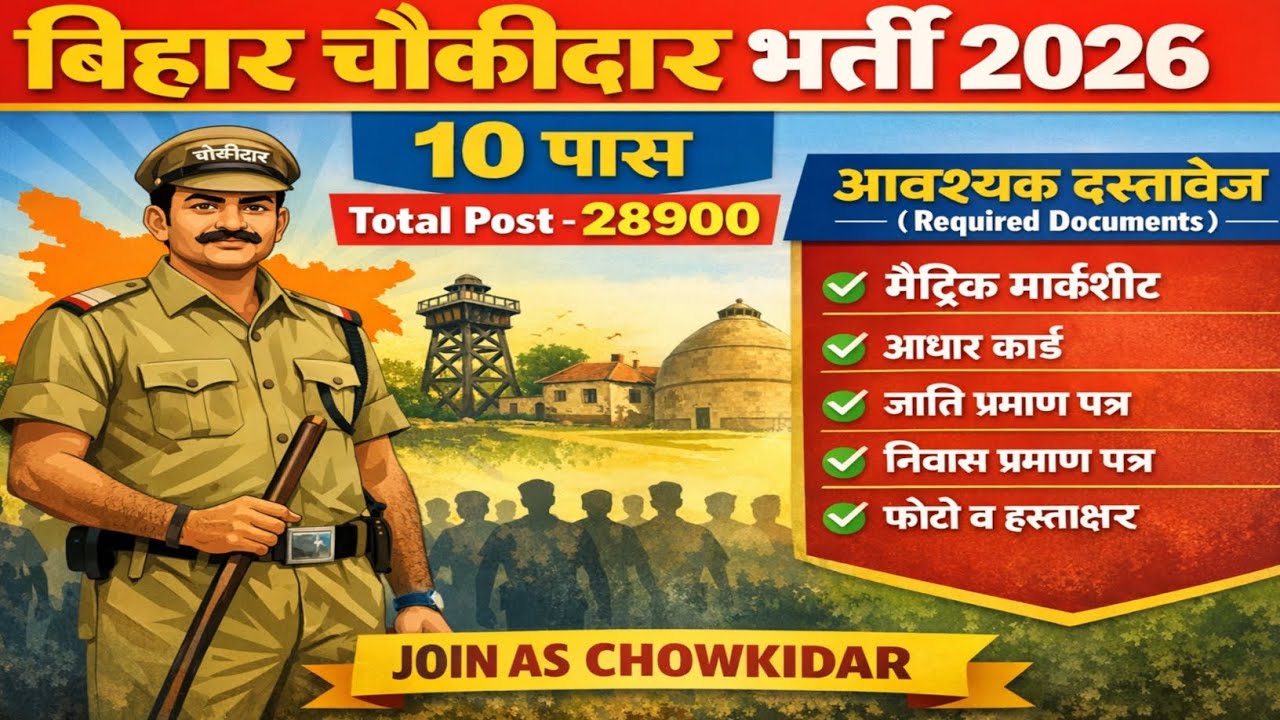 आवश्यक Document बिहार चौकीदार| Bihar chokidar vacancy 2026