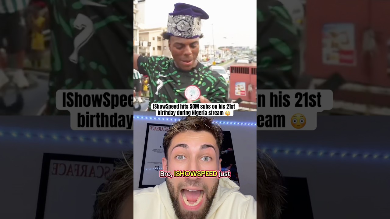IShowSpeed hits 50 Million subscribers on his 21st birthday during Nigeria stream.