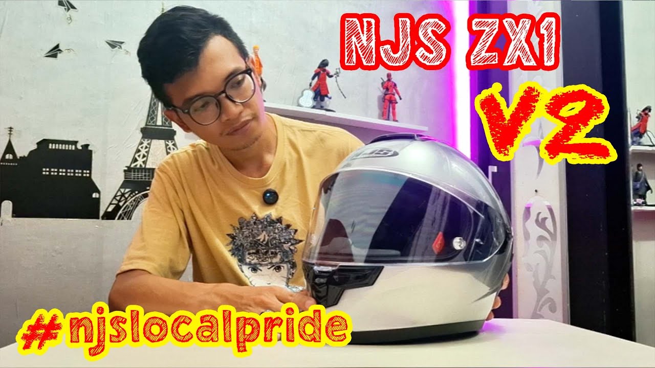 HELM FULLFACE DENGAN FITUR TERLENGKAP - NJS ZX1 V2  #review #unboxing #helmet #fullface