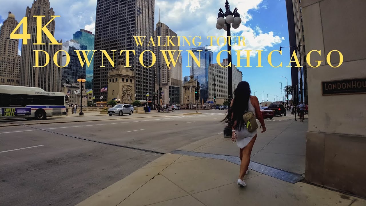 Downtown - Skyline - Chicago IL Morning Walk - Lollapalooza - Wabash Ave - 4K - Smooth - Jesus Walks