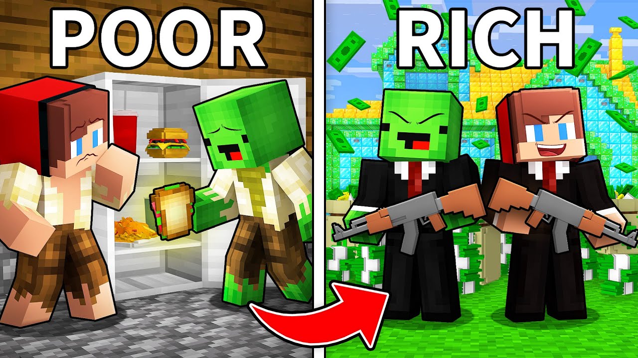Mikey and JJ From POOR to RICH Thieves in Minecraft (Maizen)
