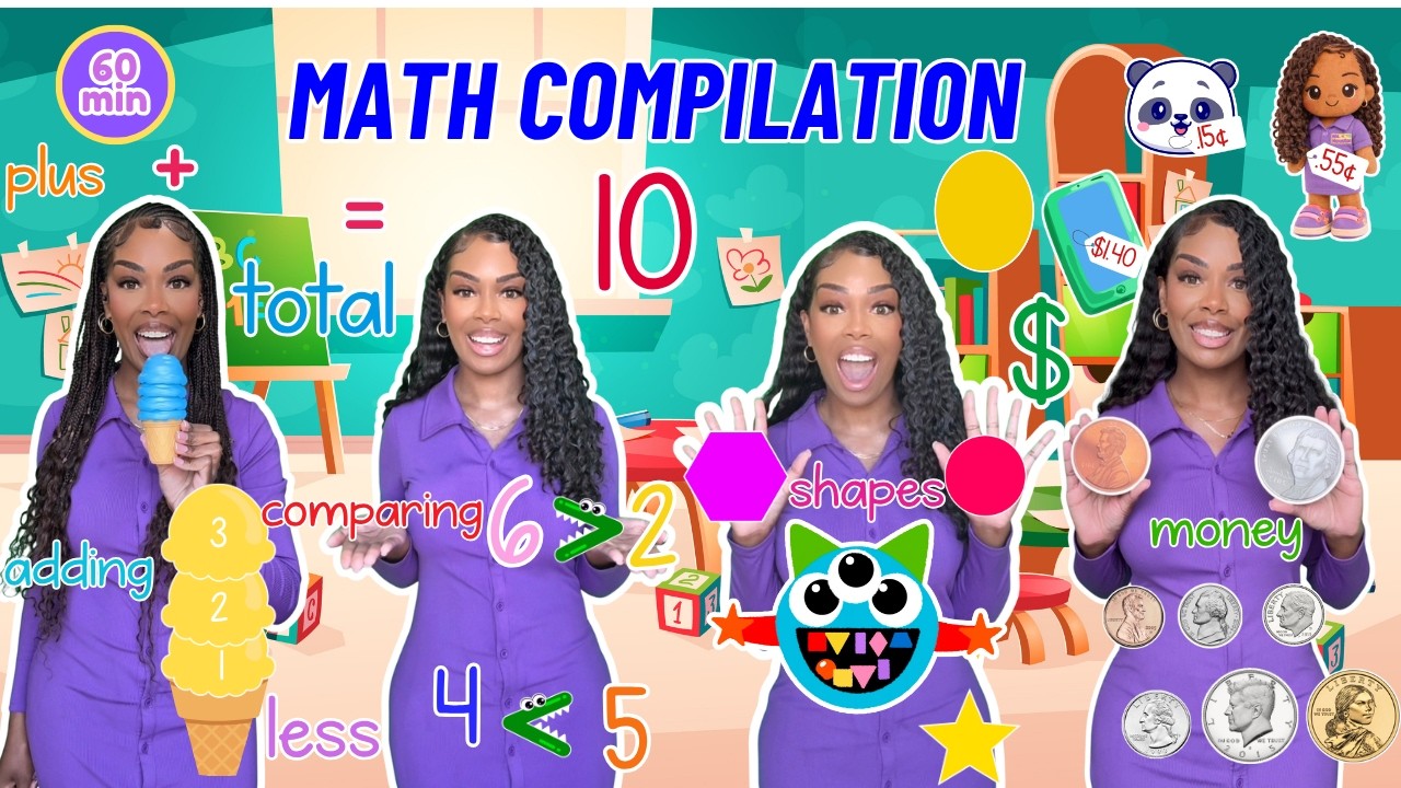 Math Compilation | Adding, Comparing, 2D Shapes, Counting Money | Learning with Ms Houston