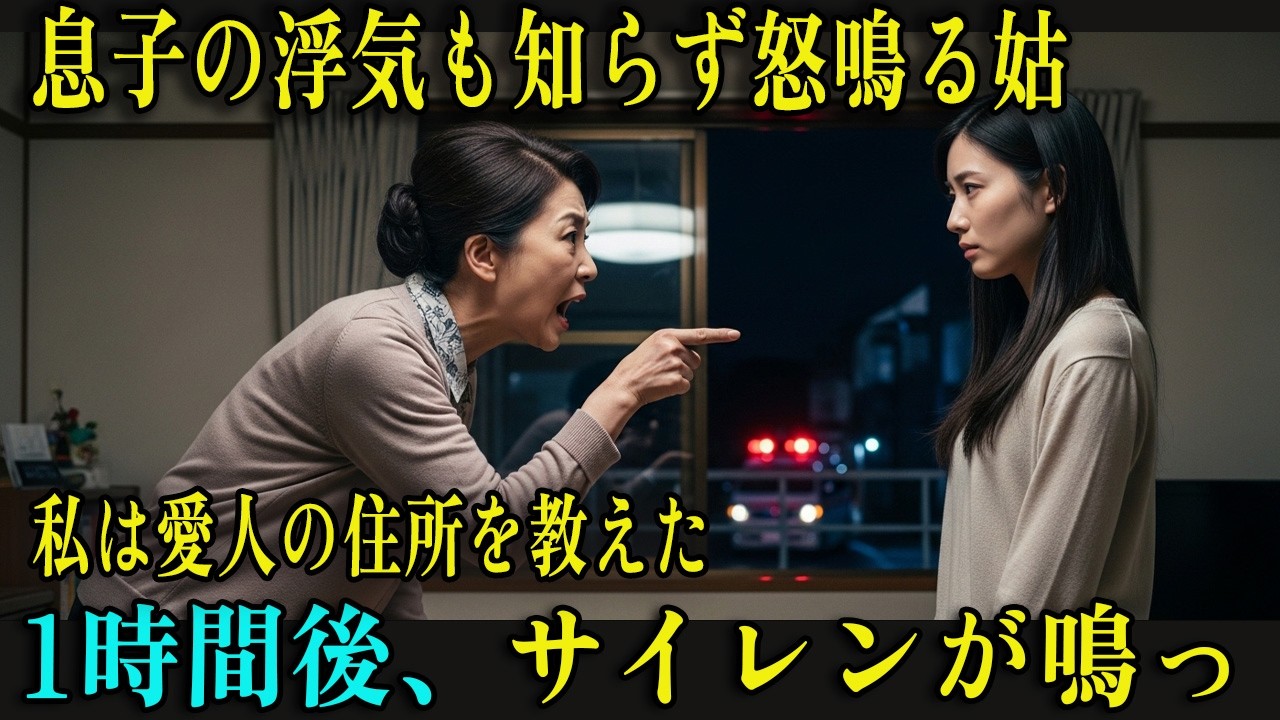 息子が愛人と暮らしている事実も知らず、私を怒鳴りつける姑。 「今すぐ住所を言いなさい！」 私は黙って“その愛人の家の住所”を教えた――。 1時間後、家の前に救急車のサイレンが響いた。