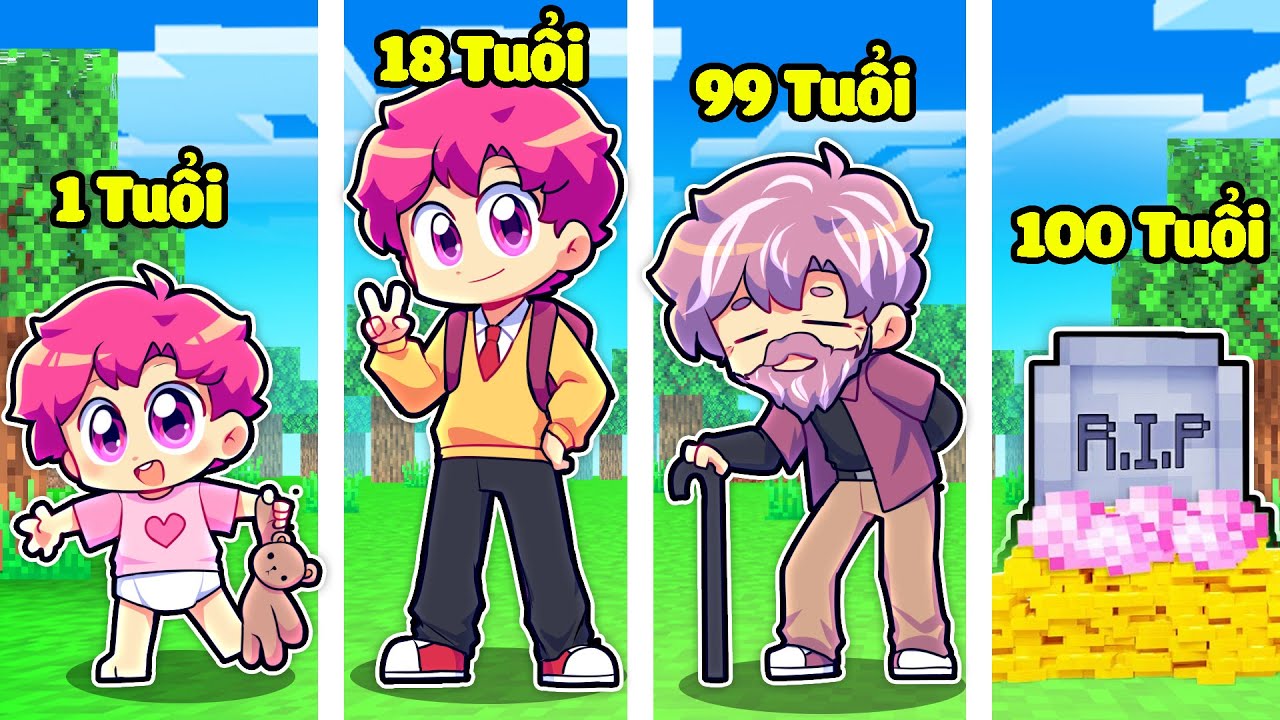 NẾU HIHA CÓ CUỘC SỐNG TRONG MINECRAFT*HIHA TỪ TRẺ ĐẾN MẤT ĐI 😍😘