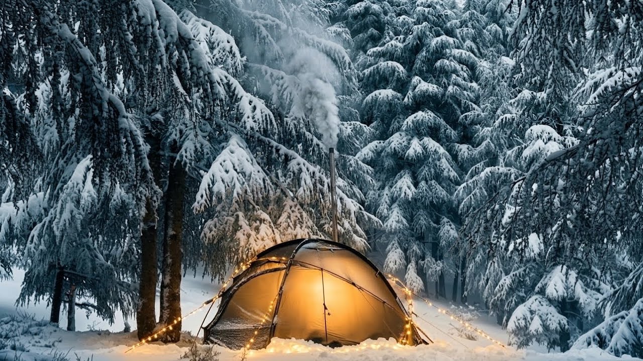 Best of Snow Hot Tent Camping | Solo Winter Wilderness Survival (No Talking ASMR)