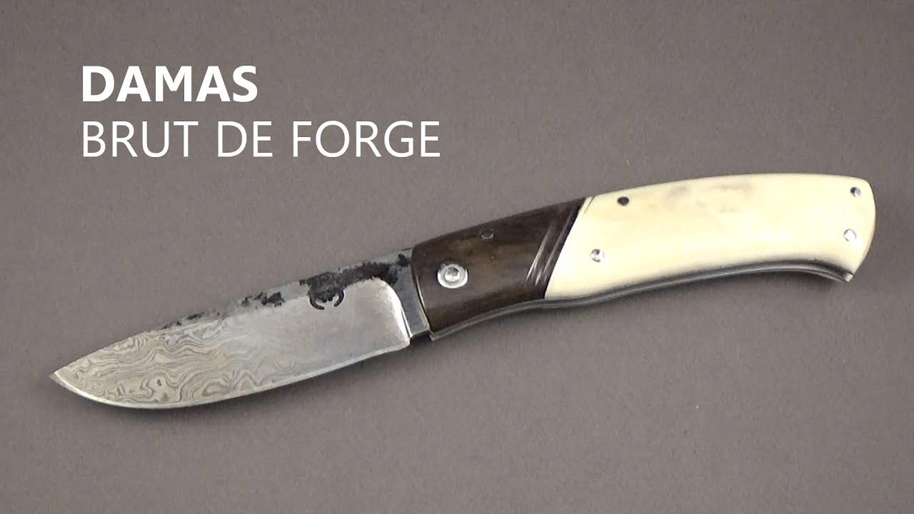 Couteau Pi&eacute;montais &agrave; Lame Damas de Mickael Moing | Artisan Coutelier - Forgeron Fran&ccedil;ais
