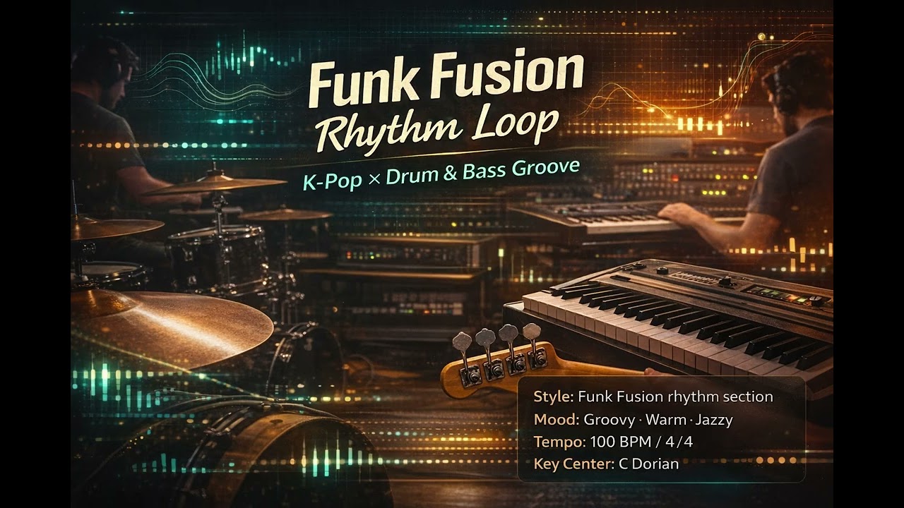 C Dorian Funk Fusion Backing Track | 100 BPM | Groovy Jazzy Rhythm Section Jam