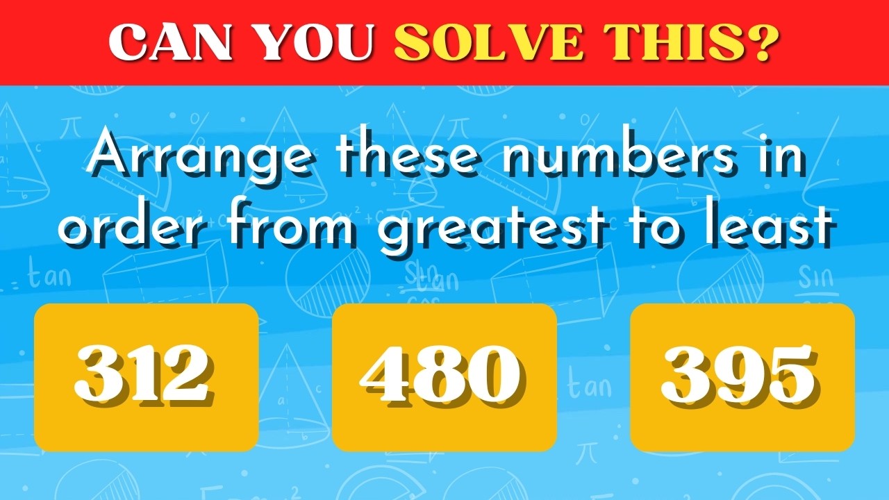 Can You Put These Numbers in Order? 🤔 Greatest to Least Quiz for Kids🧠