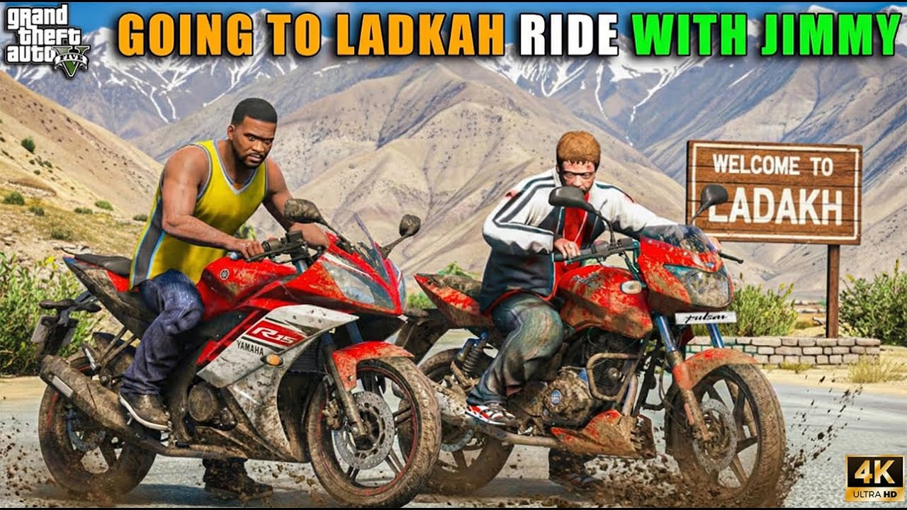 GTA 5 : GOING LADAKH MOUNTAIN IN BAJAJ PULSAR AND R15 SUPER BIKE JIMMY AND MICHAEL OMG!