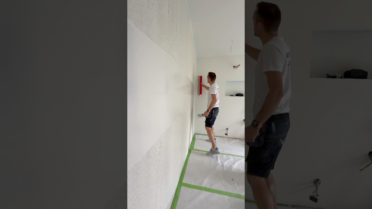 Enduire un grand mur en enduit #enduit #renovation #enduire #placo