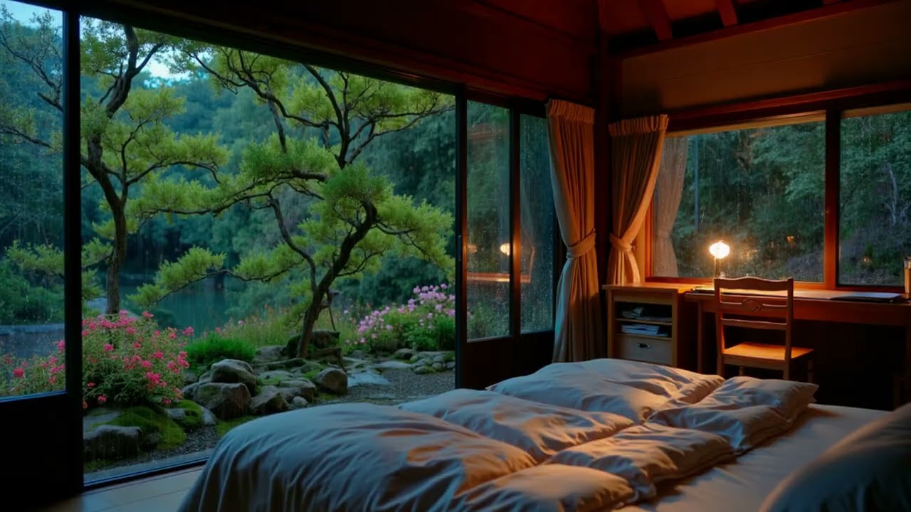 Heavy Rain on Garden Pond 🌧️ Relaxing Nature Rain Ambience for Deep Sleep, Focus & Study