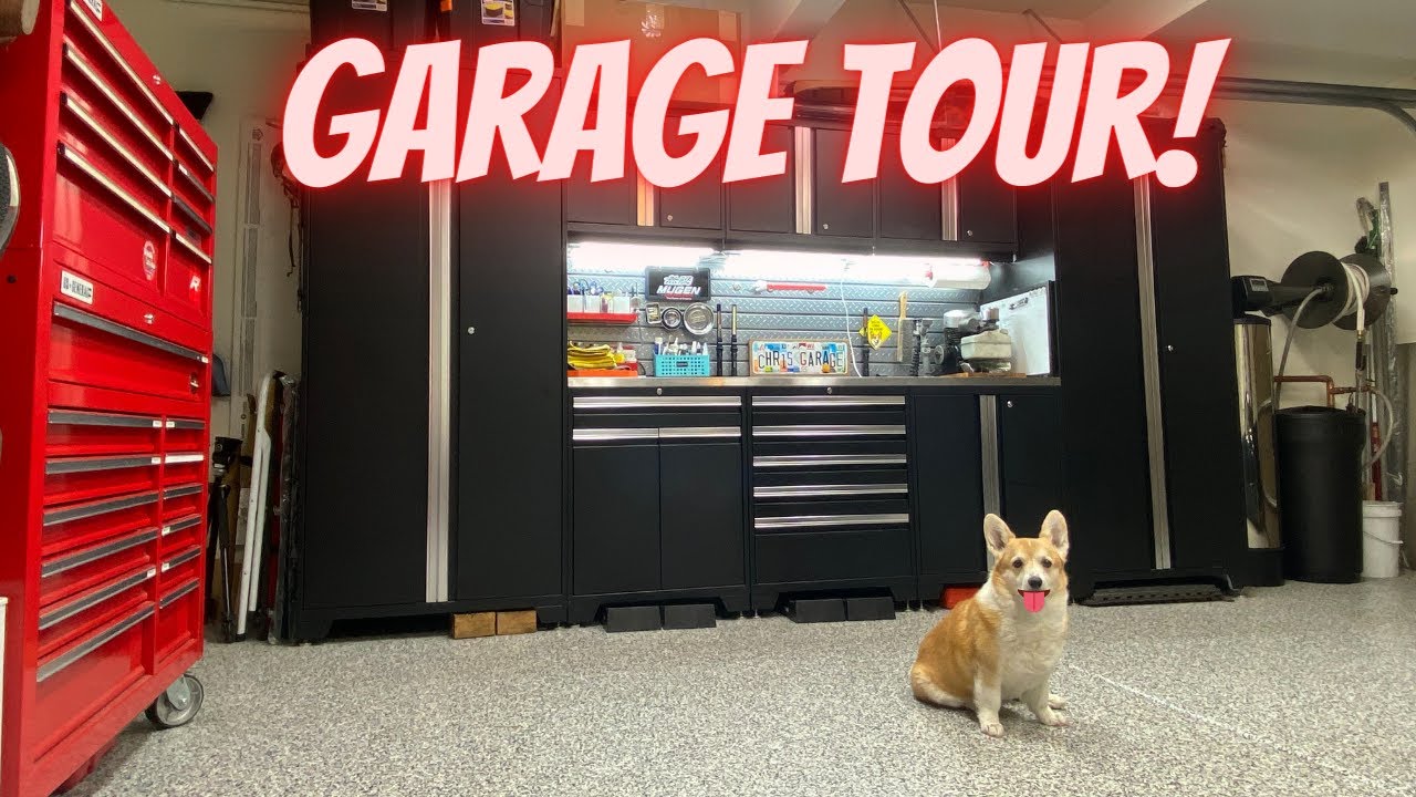 Garage Tour! | New Age Pro Cabinets, Harbor Freight & Corgis!