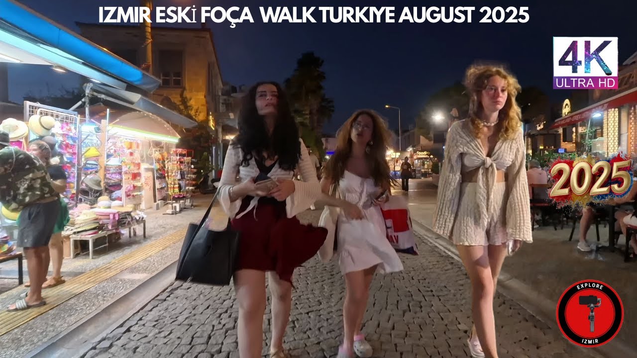 IZMIR ESKI FOÇA NIGHTLIFE 2025 Walking Tour | 4k UHD 60fps | İZMİR TÜRKİYE