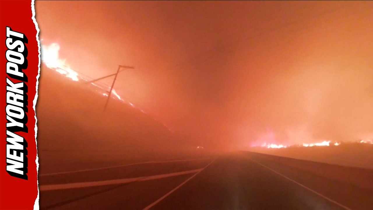 Motorist Captures Jaw-Dropping Wildfire Scene as Flames Rage Along Canadian Highway
