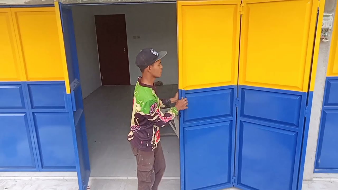 Tehnik pasang pintu lipat besi 6 daun tanpa rel cepat kuat. Cocok untuk pintu garasi toko dan ruko