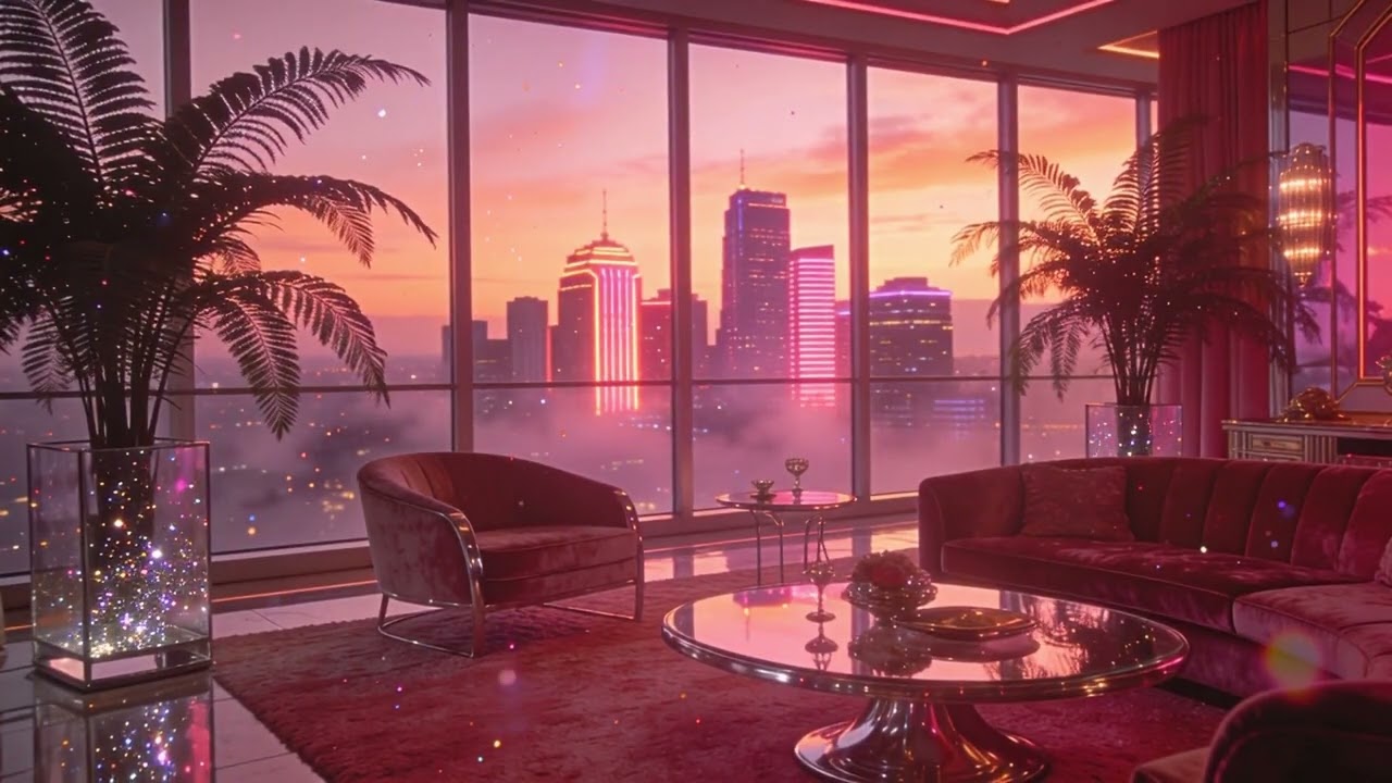 Unwind while watching the city from your 80s penthouse ✨ | Retro synth & jazz playlist