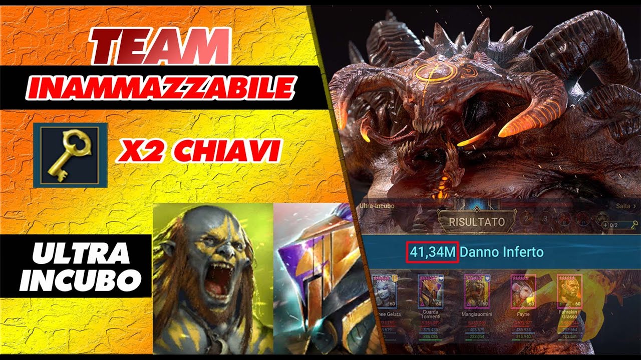 Raid shadow Legend:Team inammazzabile ultra incubo due chiavi mangiauomini-guardia tormenti no Leggo