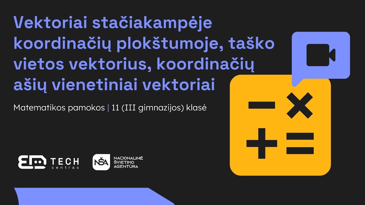 Vektoriai stačiakampėje koordinačių plokštumoje, taško vietos vektorius