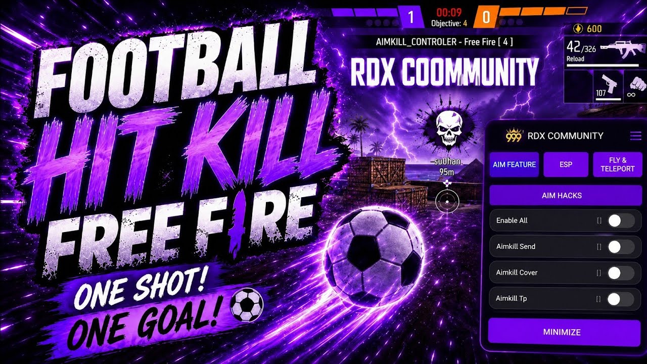 Football & Aimkill V6 || RDX 999 Free fire Football kill V6 New free fire ob53 