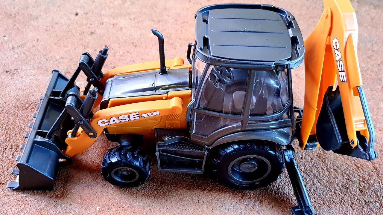trator de constru&ccedil;&atilde;o retro escavadeira de brinquedo replica perfeita muito top