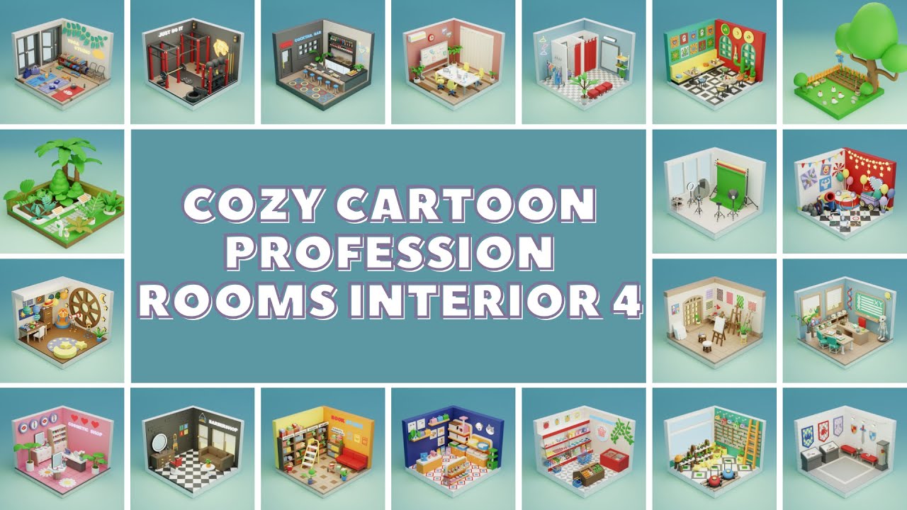Cozy Cartoon Profession Rooms Interior 4