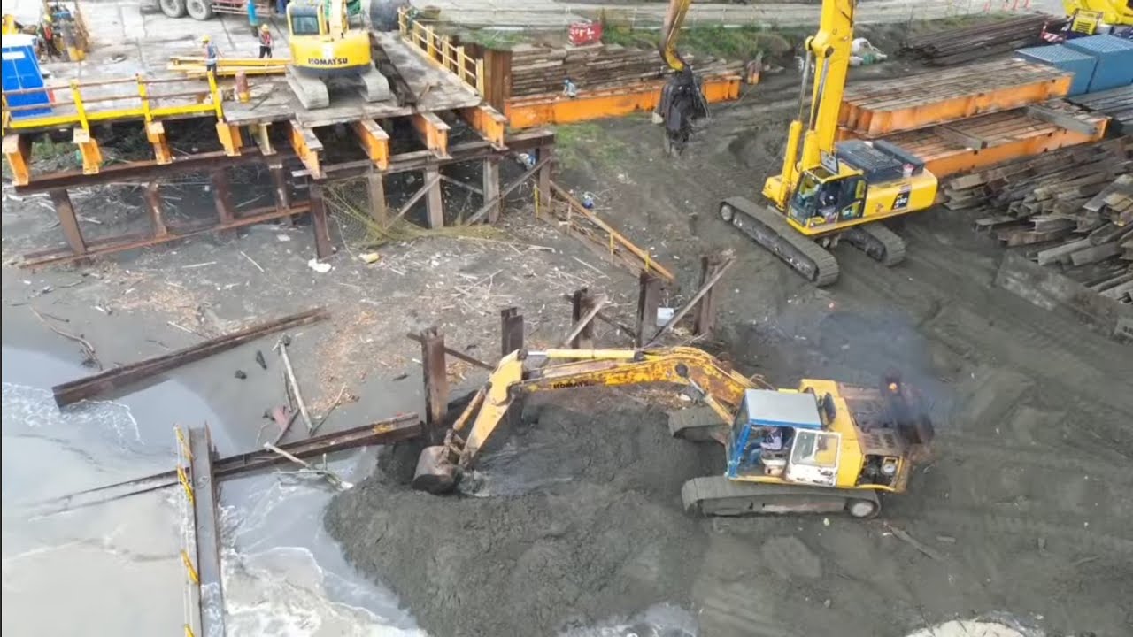 2026.03.02  淡江大橋  八里端 施工棧道拆除 各區更新進度施工概況  空拍 LIVE 直播