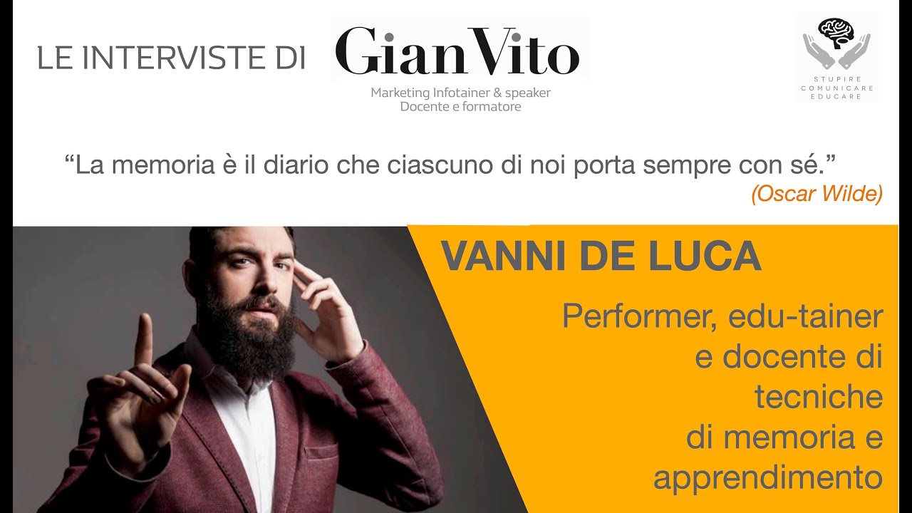 L'ARTE DELLA MEMORIA: INTERVISTA A VANNI DE LUCA (LE INTERVISTE DI GIANVITO)