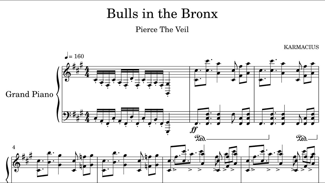 is it possible to play pierce the veil on piano? (bulls in the bronx)