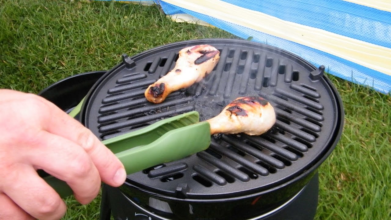 Cadac Safari Chef 2 low pressure BBQ - Campsite Cooking Chicken drumsticks - Demo