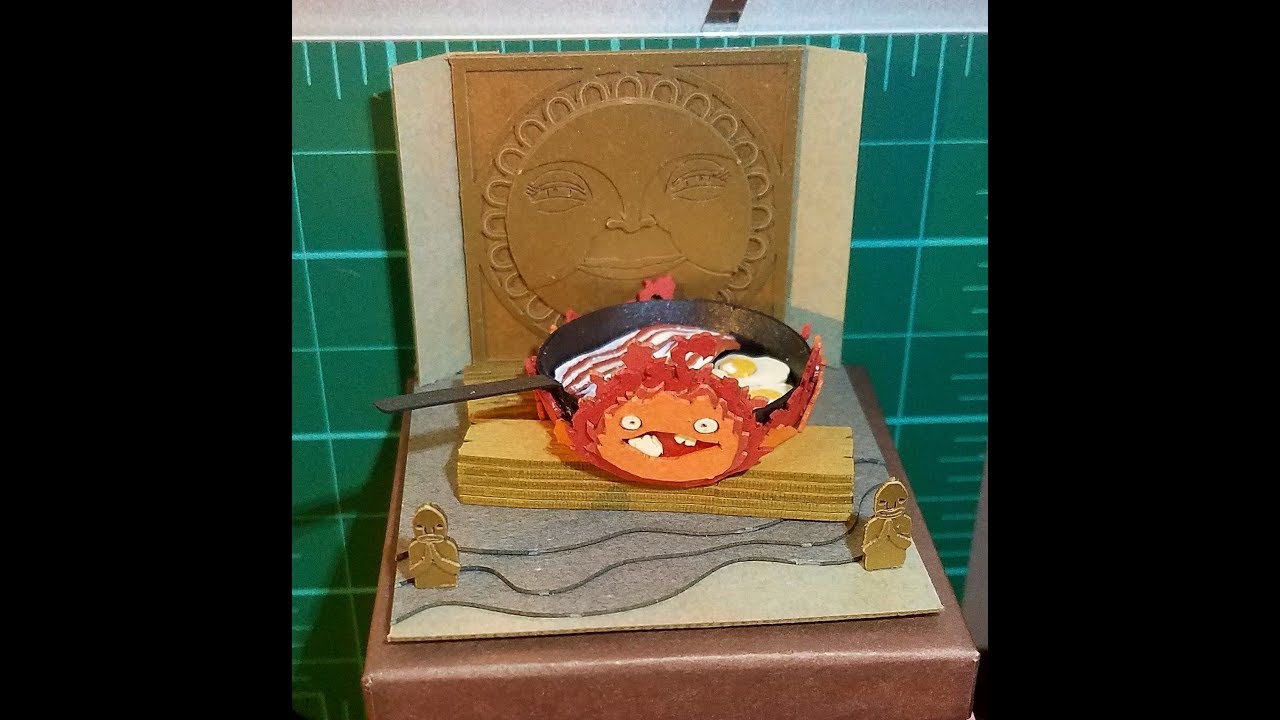 Studio Ghibli Miniatuart papercraft timelapse: Howl's Moving Castle - Calcifer & Eggs and Bacon