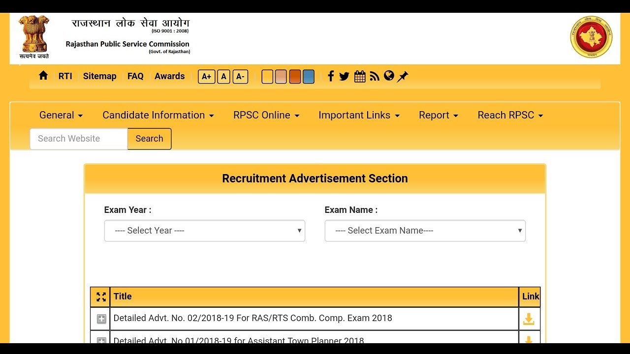 RPSC RAS 2018 Online Form 2018