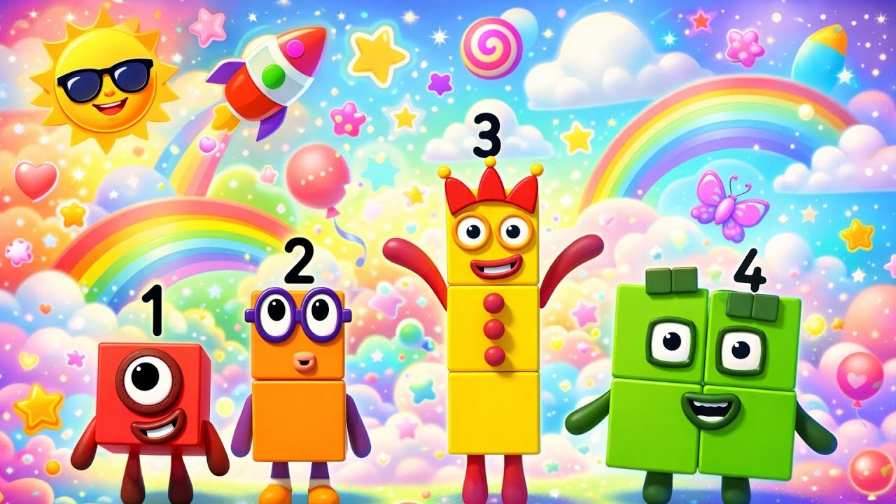 𝙽𝚞𝚖𝚋𝚎𝚛𝚋𝚕𝚘𝚌𝚔𝚜 Statisfiying Video -  Numberblocks Family Playing Jet In Rainbow Sky Adventure ASMR